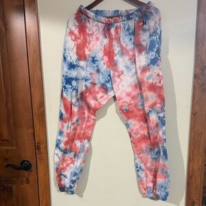 Aviator Nation Red and Blue Tie-Dye Sweatpants